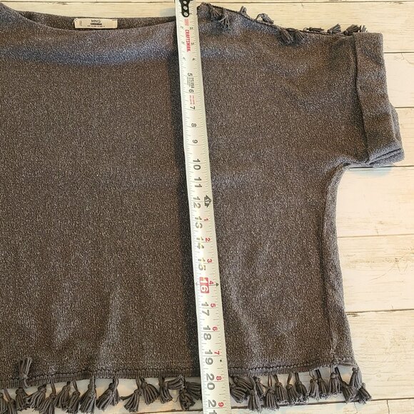 MNG Fringe Short Sleeve Knit Sweater Top Medium Boho Coastal Cowgirl Hippie - Picture 6 of 7
